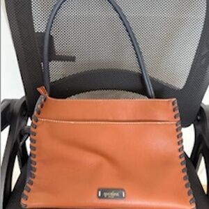Spartina Siren collection leather purse---saddle brown and navy blue